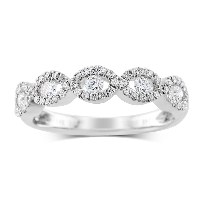 14K White Gold Diamond Stackable Intertwines Band ~ ½ Ct