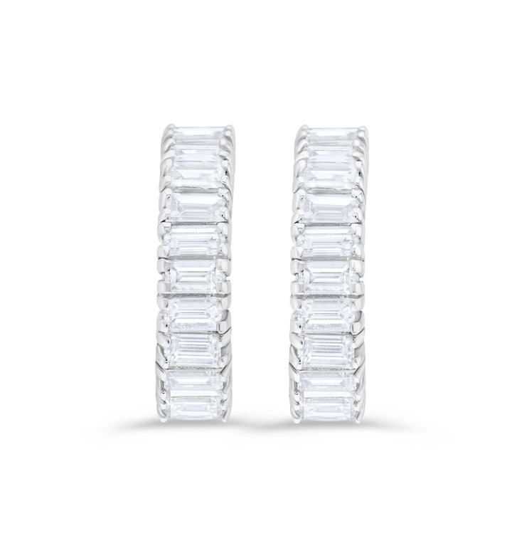 14K White Gold Diamond Huggies Earrings 2/3 Ct