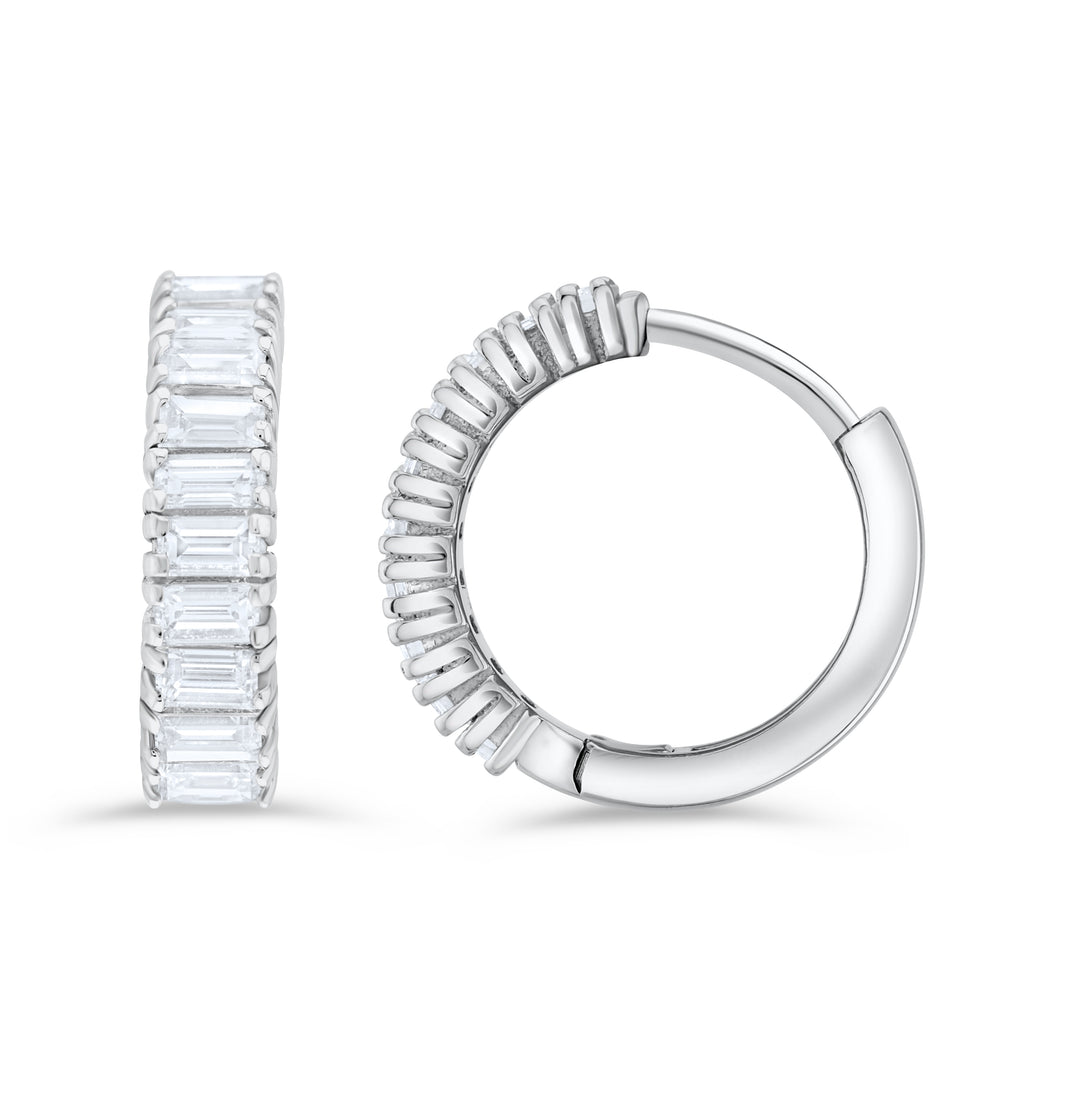 14K White Gold Diamond Huggies Earrings 2/3 Ct