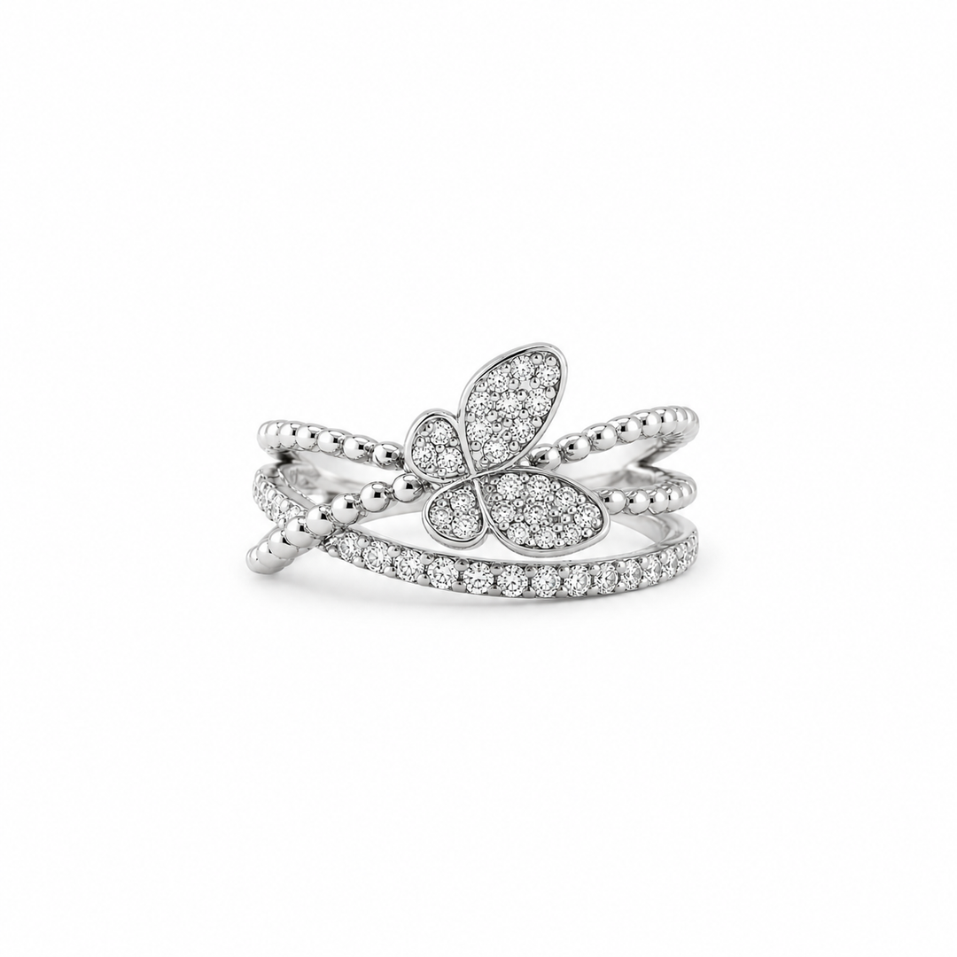 14K White Gold Diamond Butterfly Ring 1/3 Ct
