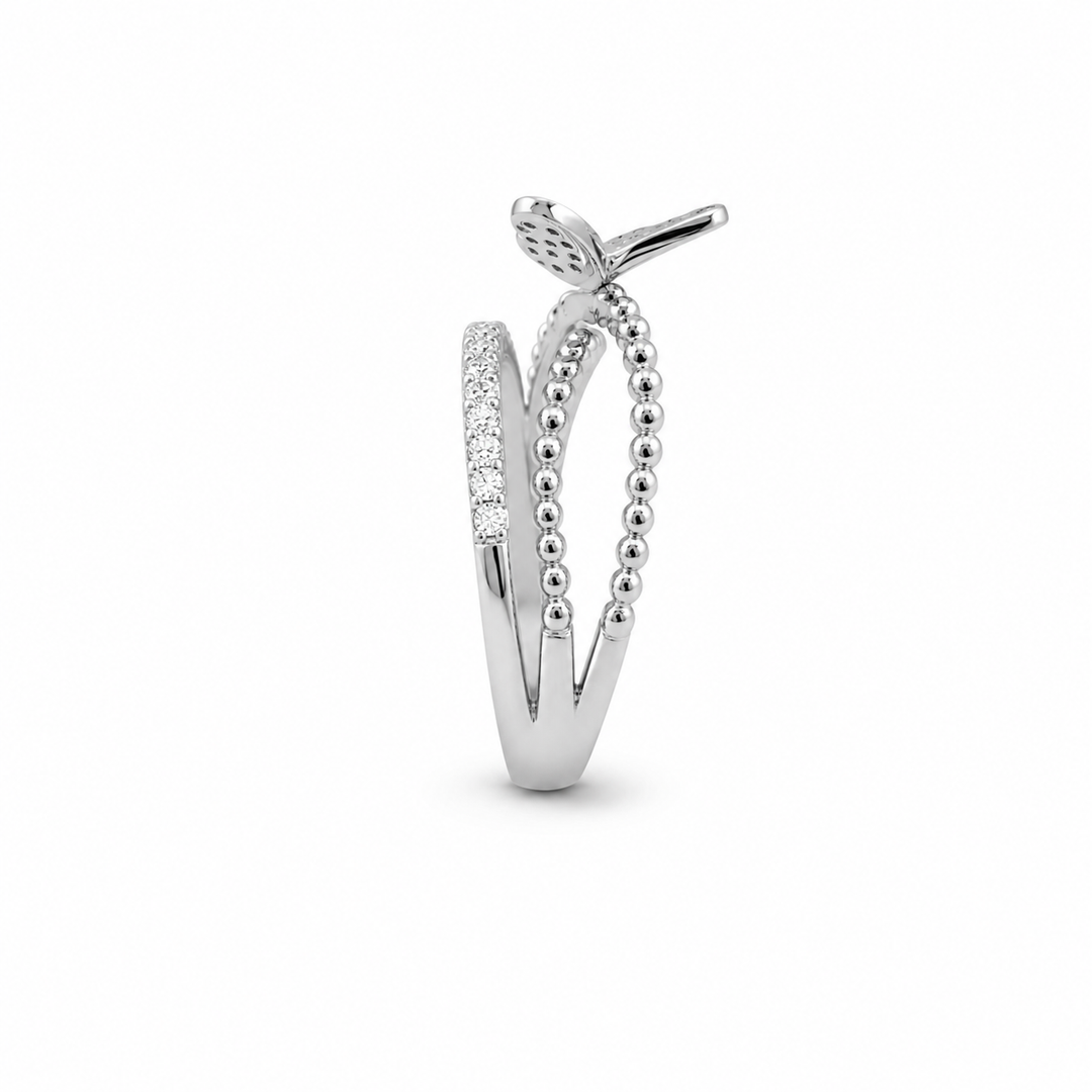 14K White Gold Diamond Butterfly Ring 1/3 Ct