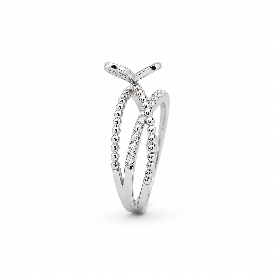 14K White Gold Diamond Butterfly Ring 1/3 Ct