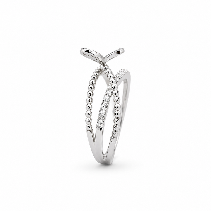14K White Gold Diamond Butterfly Ring 1/3 Ct