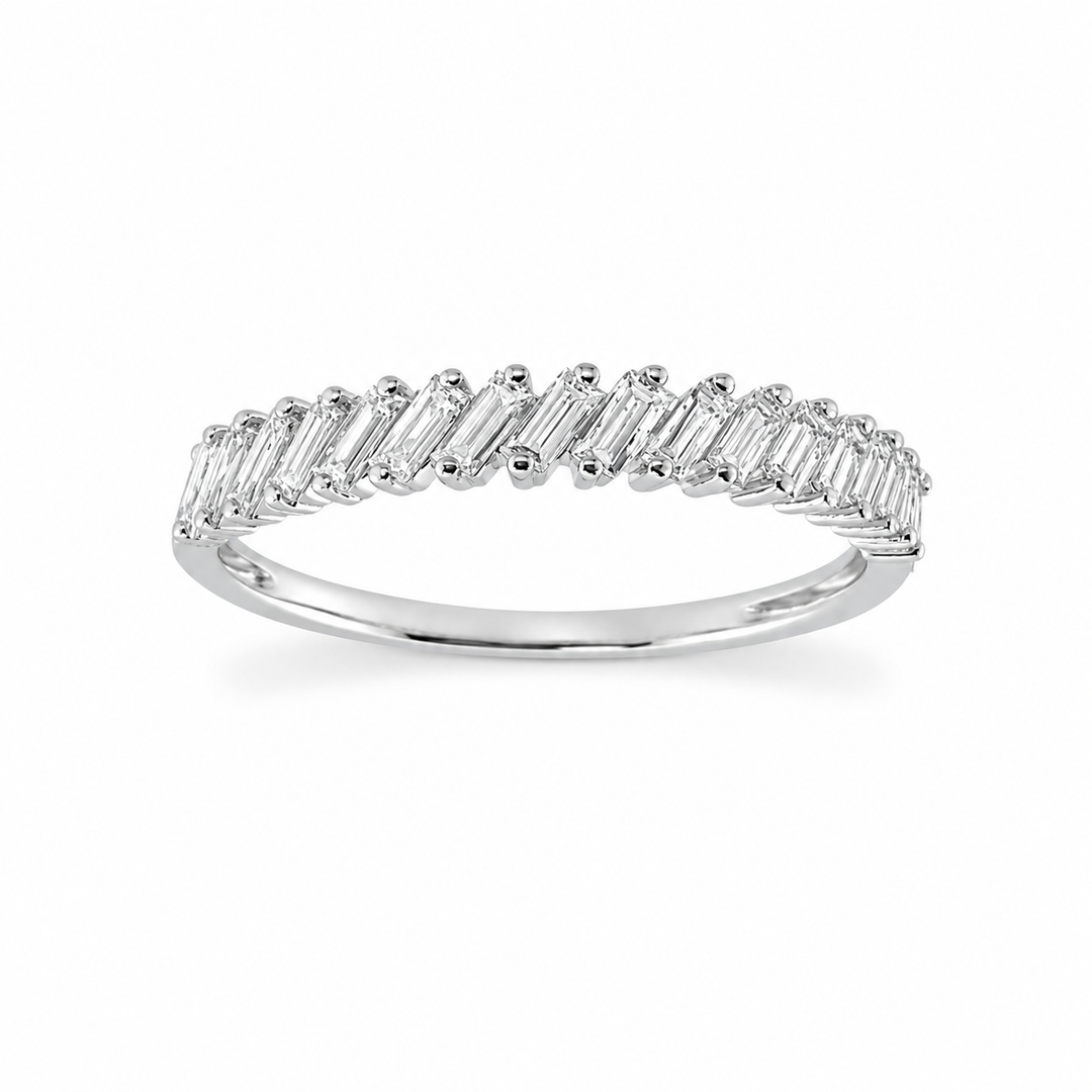 18K White Gold Baguette Cut Diamond Band ~ ½ Ct