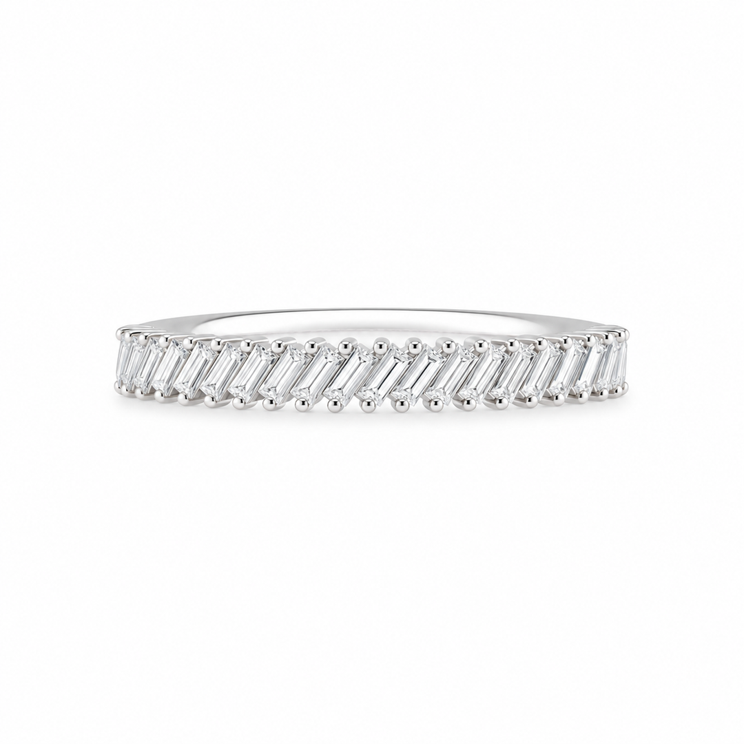 18K White Gold Baguette Cut Diamond Band ~ ½ Ct