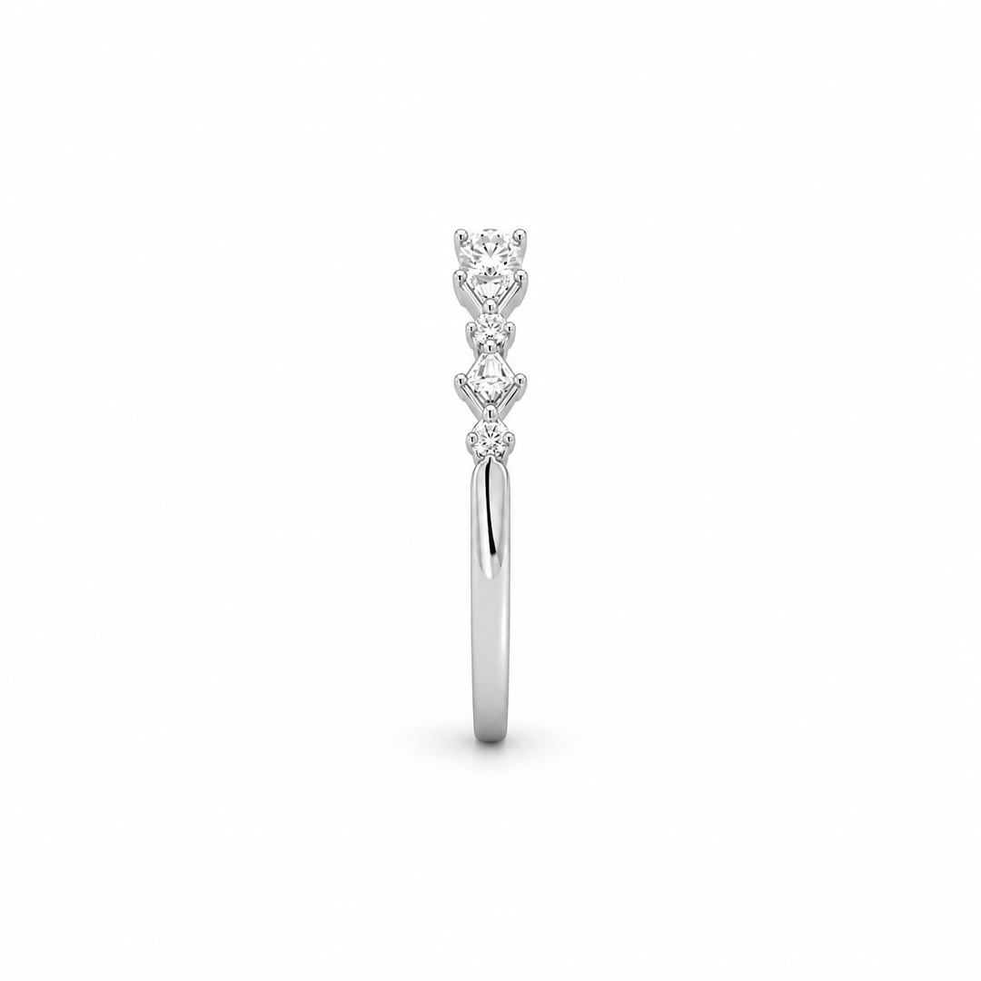18K White Gold Round and Princess Cut Diamond Band ~ 1/3 Ct