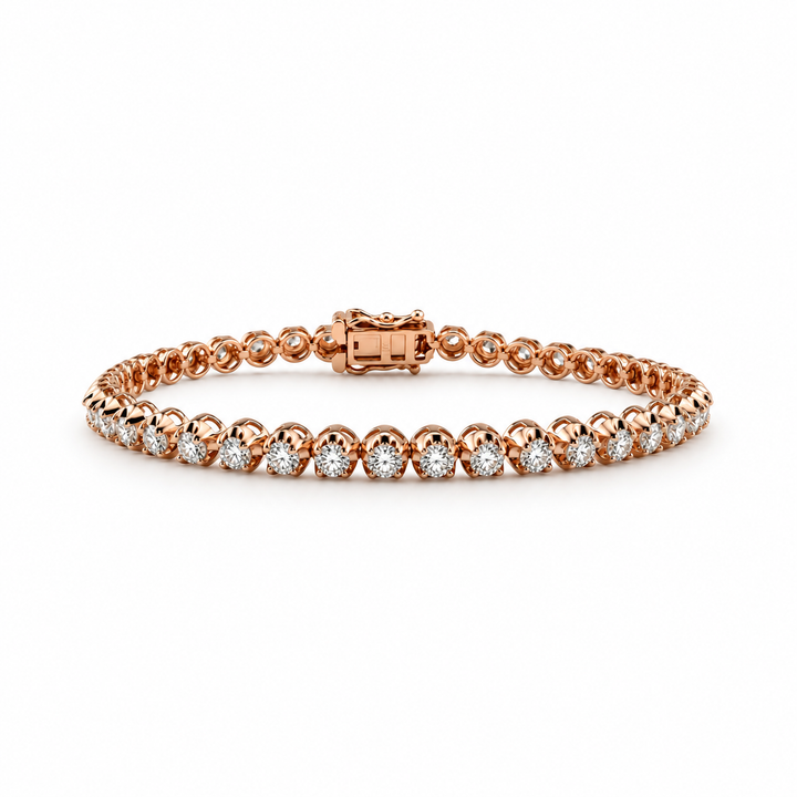 14K Rose Gold Diamond Tennis Bracelet 1.59 Ct