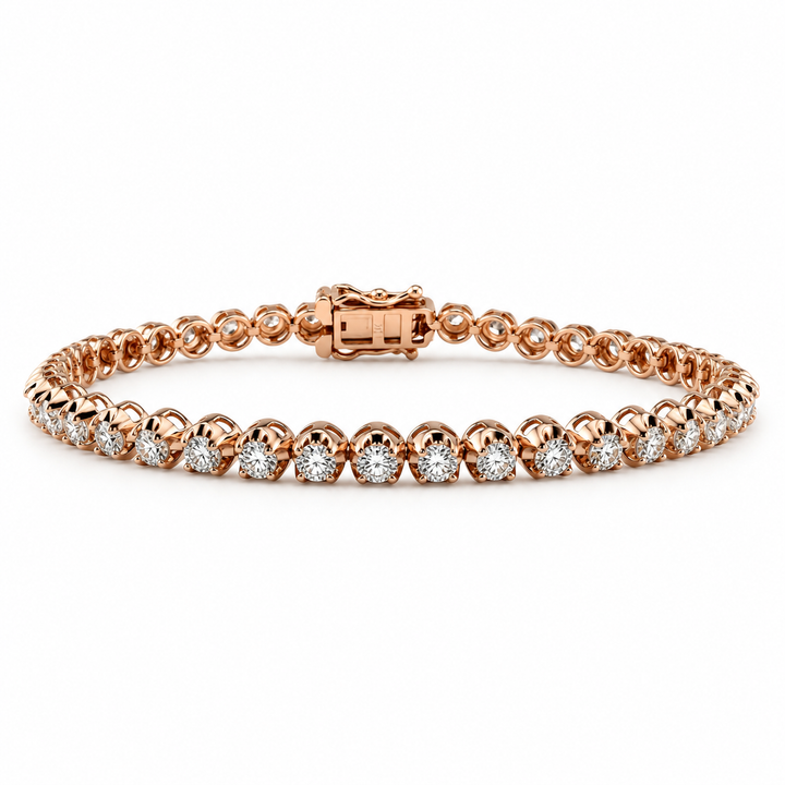 14K Rose Gold Diamond Tennis Bracelet 3 Ct