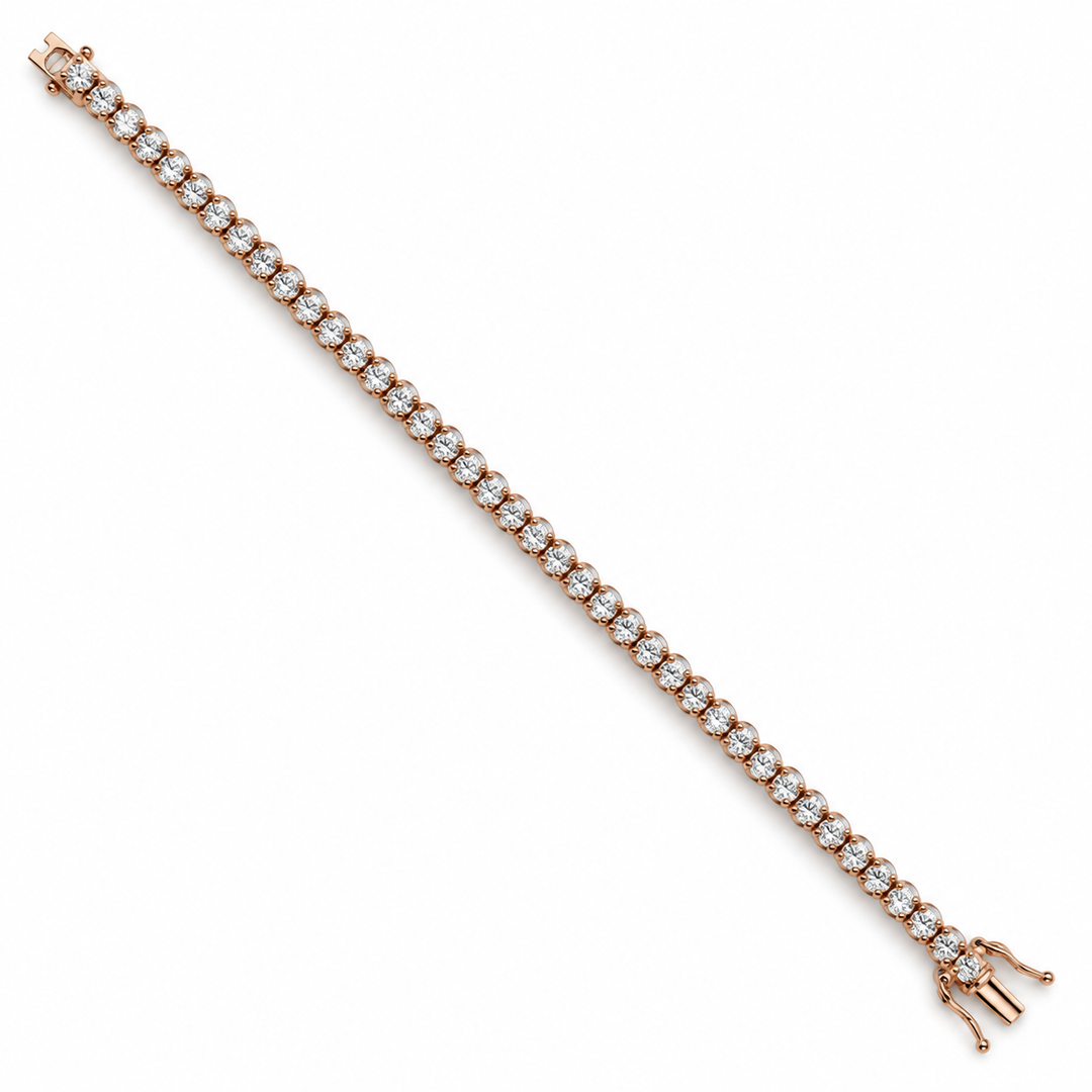 14K Rose Gold Diamond Tennis Bracelet 3 Ct