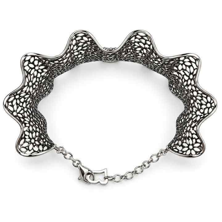 14K Black & White Gold Johnny N. Diamond Mesh Cuff Bracelet 2 Ct