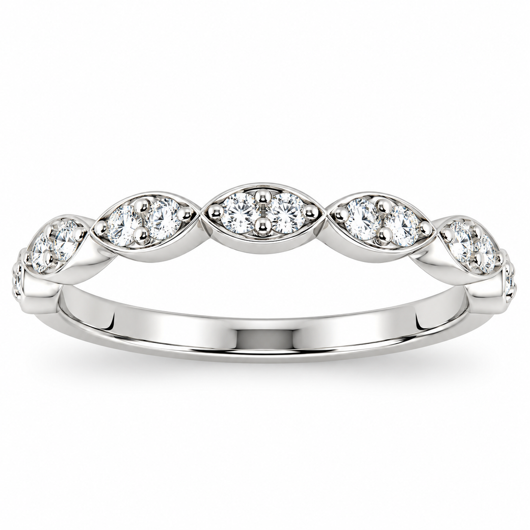 14K White Gold Marquise-Design Diamond Band 1/3 Ct