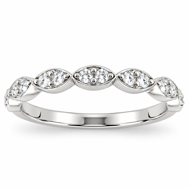 14K White Gold Marquise-Design Diamond Band 1/3 Ct