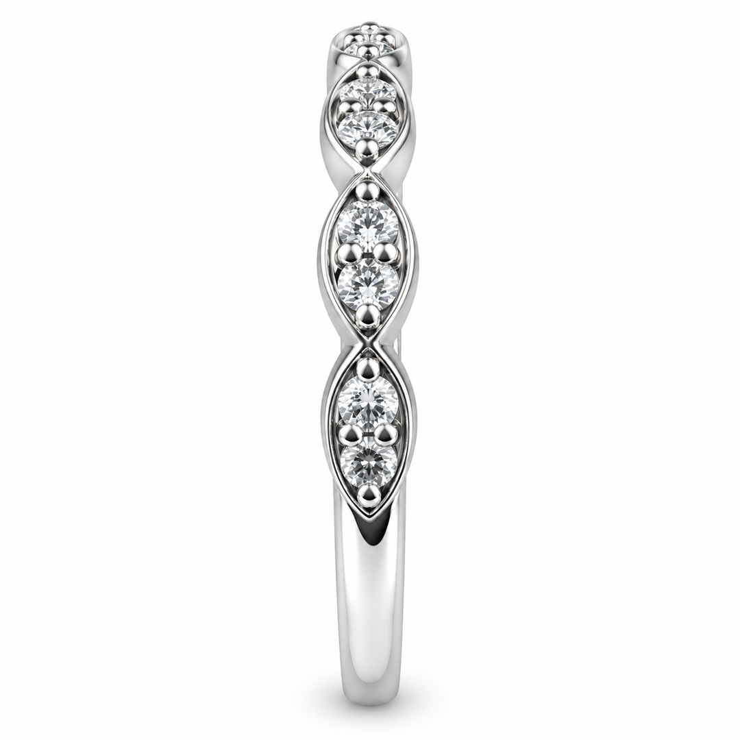 14K White Gold Marquise-Design Diamond Band 1/3 Ct
