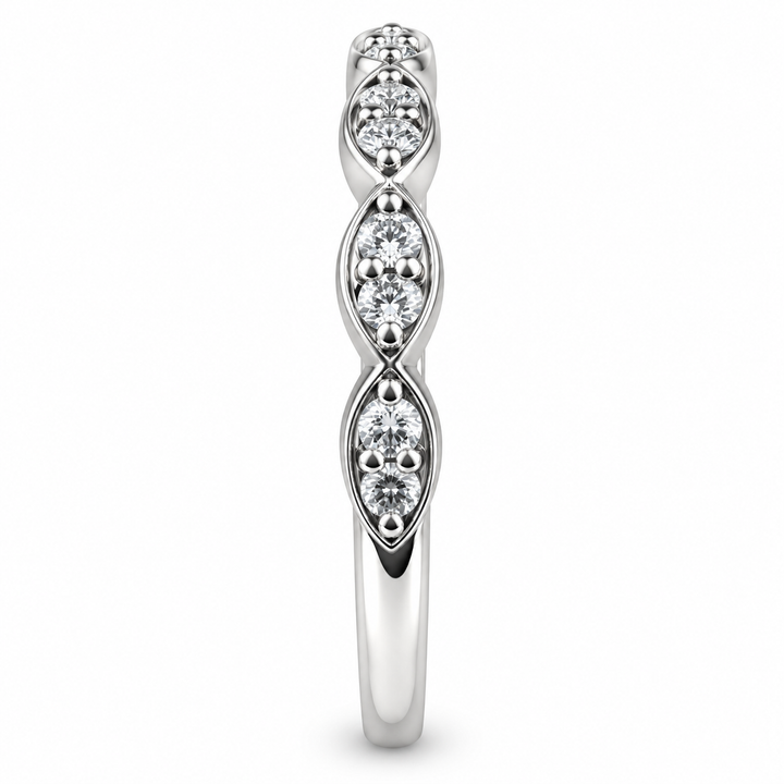 14K White Gold Marquise-Design Diamond Band 1/3 Ct