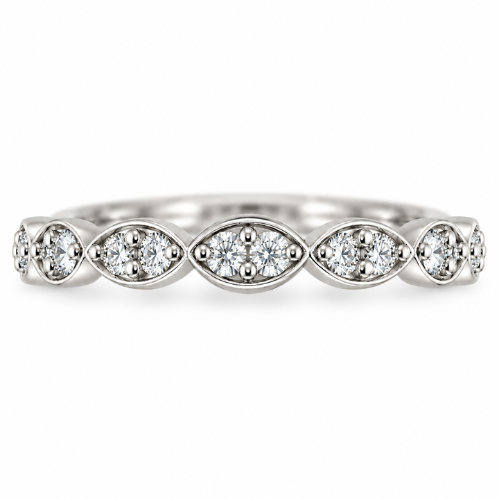 14K White Gold Marquise-Design Diamond Band 1/3 Ct