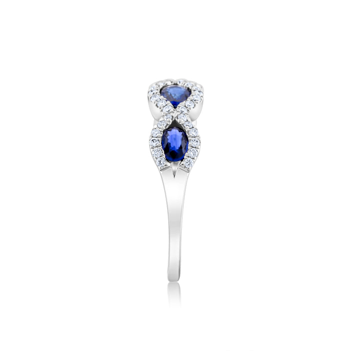 14K White Gold Diamond & Sapphire Fashion Halo Band 1.20 Ct