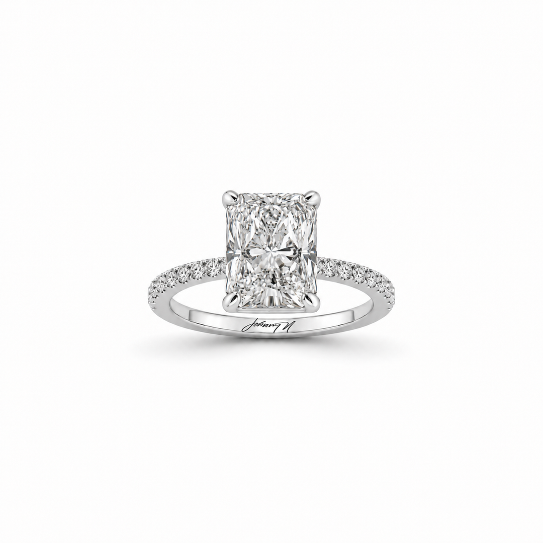 14K White Gold Lab Diamond Johnny N. Design Engagement Ring ~ 4 Ct