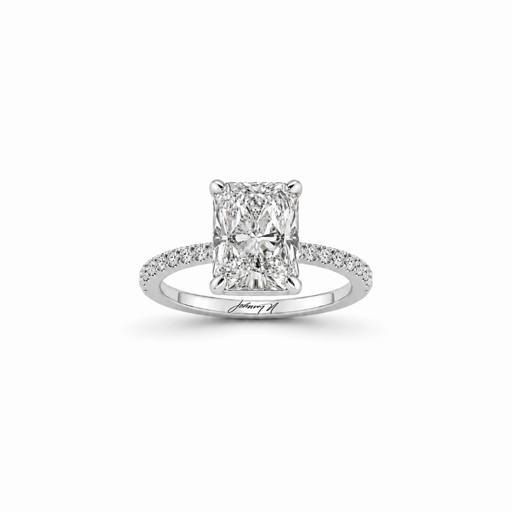 14K White Gold Lab Diamond Johnny N. Design Engagement Ring ~ 4 Ct